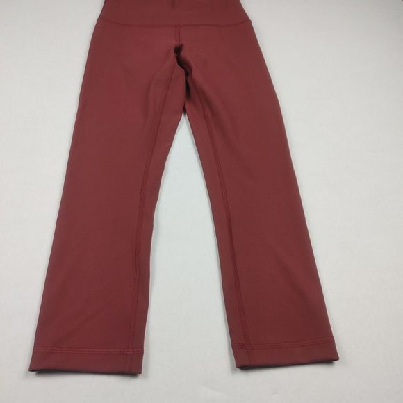 Lululemon Womens Wunder High Rise Cropped Leggings Dark Red Stretchy Size 4 - Picture 2 of 12